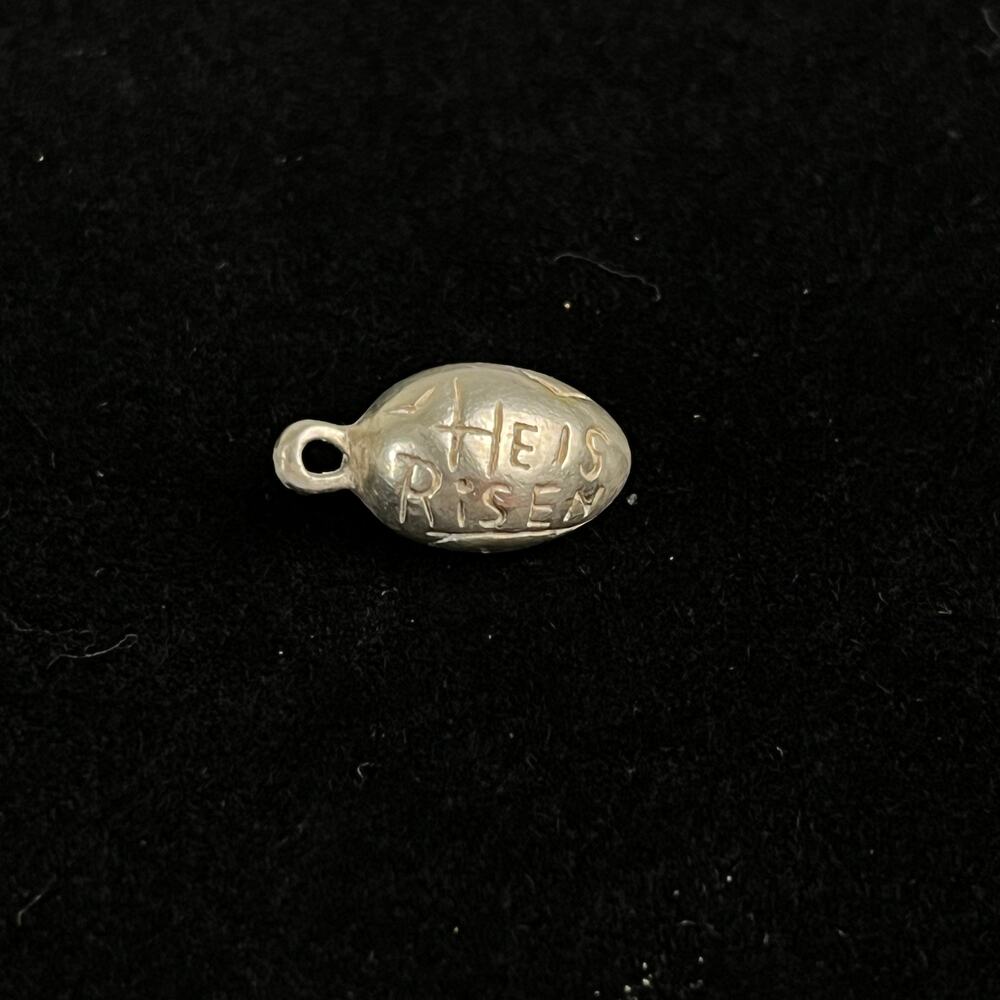 Retired James Avery Sterling Silver He Is Risen Alleluia Easter Egg Charm